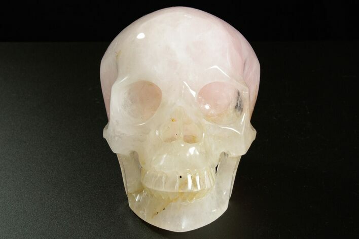 Realistic, Polished Brazilian Rose Quartz Crystal Skull #378692